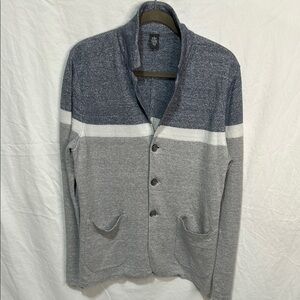 Eleventy Gray and Blue Cardigan Sweater